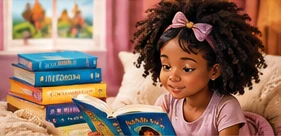 Young Black reader enjoying a book